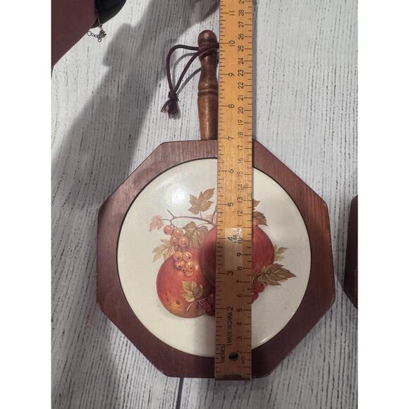 Vintage Wood & Ceramic Tile Trivets Wall Hanging/Cheese Tray - Picture 8 of 9